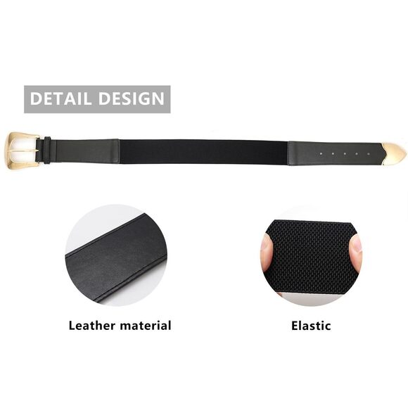 Women Elastic Waist Belt Ladies Wide Stretchy Belt With Metal Buckle 4637